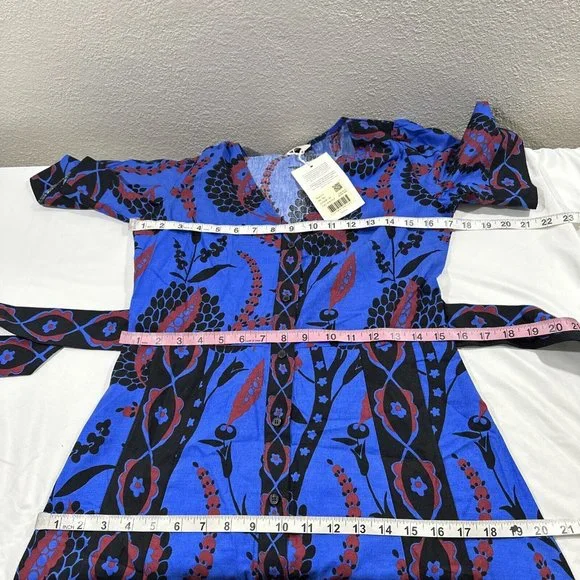 NWT Sezane [ 4 US / 36 ] Lola Printed V Neck Mini Dress in Atla Beue #Q374 - Picture 2 of 16